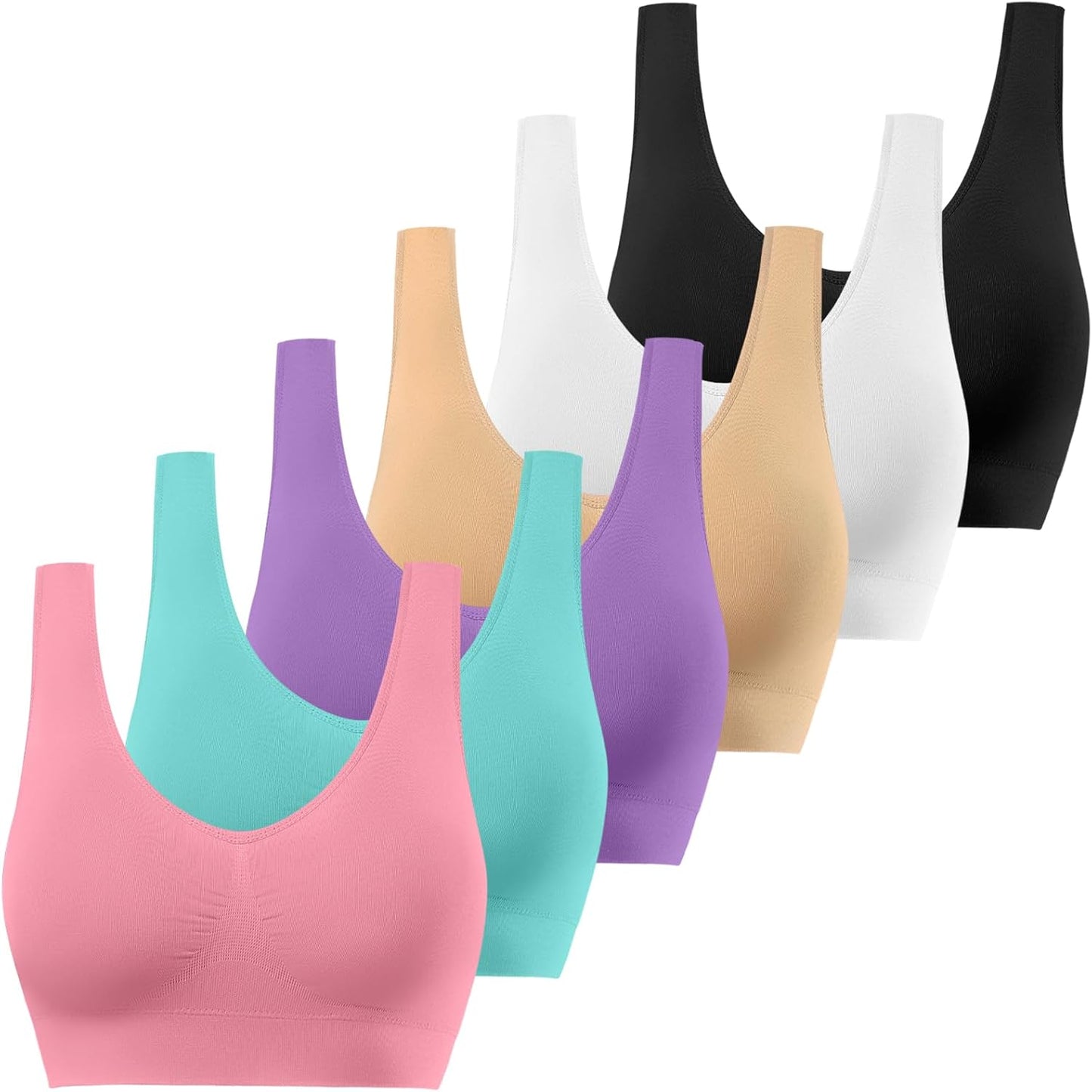 Womens Sports Bras 3 Pack for Yoga Comfort Seamless Stretchy Fit