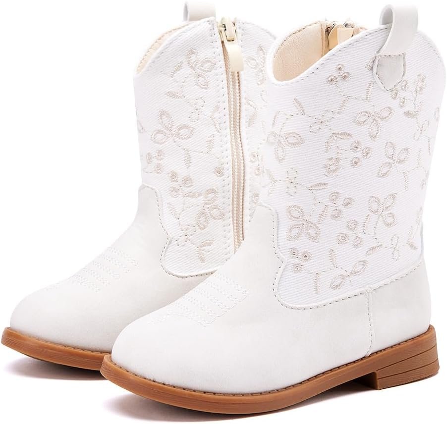 Toddler Girls Cowgirl Boots with Pointed Toe Design for Comfort