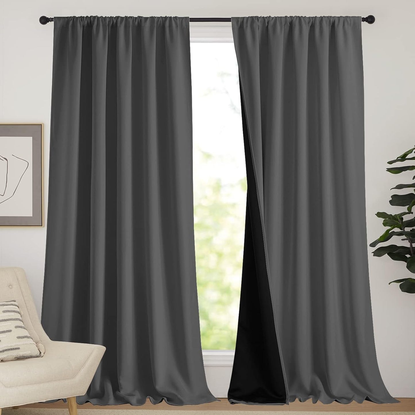 NICETOWN Total Shade Curtains for Complete Blackout and Privacy