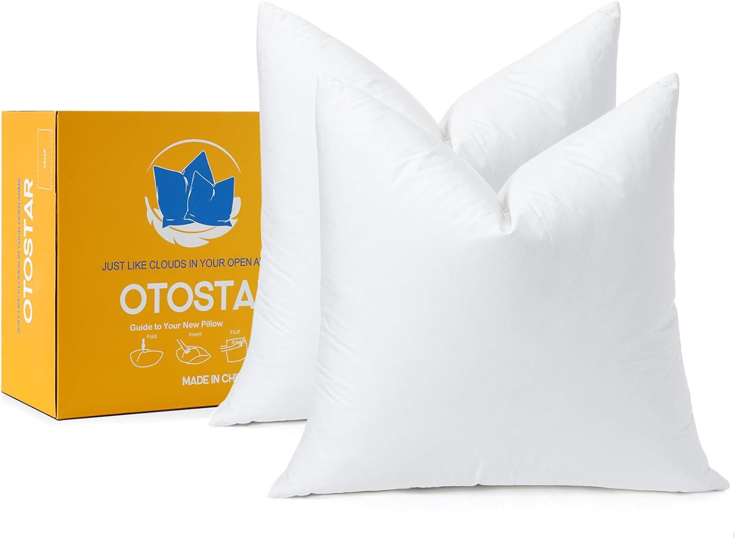 Pack of 2 Down and Feather Throw Pillow Inserts for Comfort