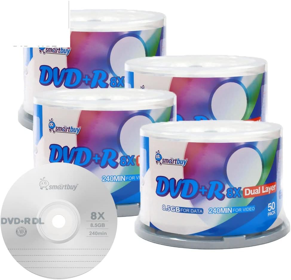 Smartbuy 8.5GB DVD+R DL Discs for Reliable Data Storage