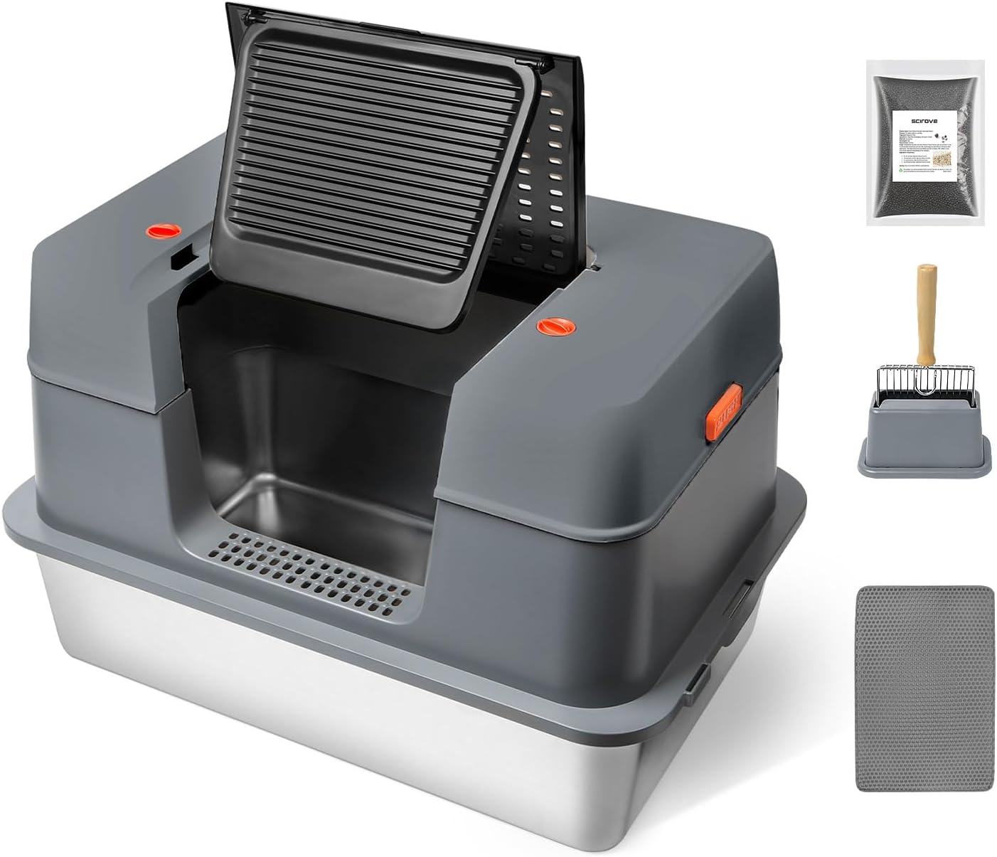 Stainless Steel Enclosed Cat Litter Box with Lid for Easy Clean