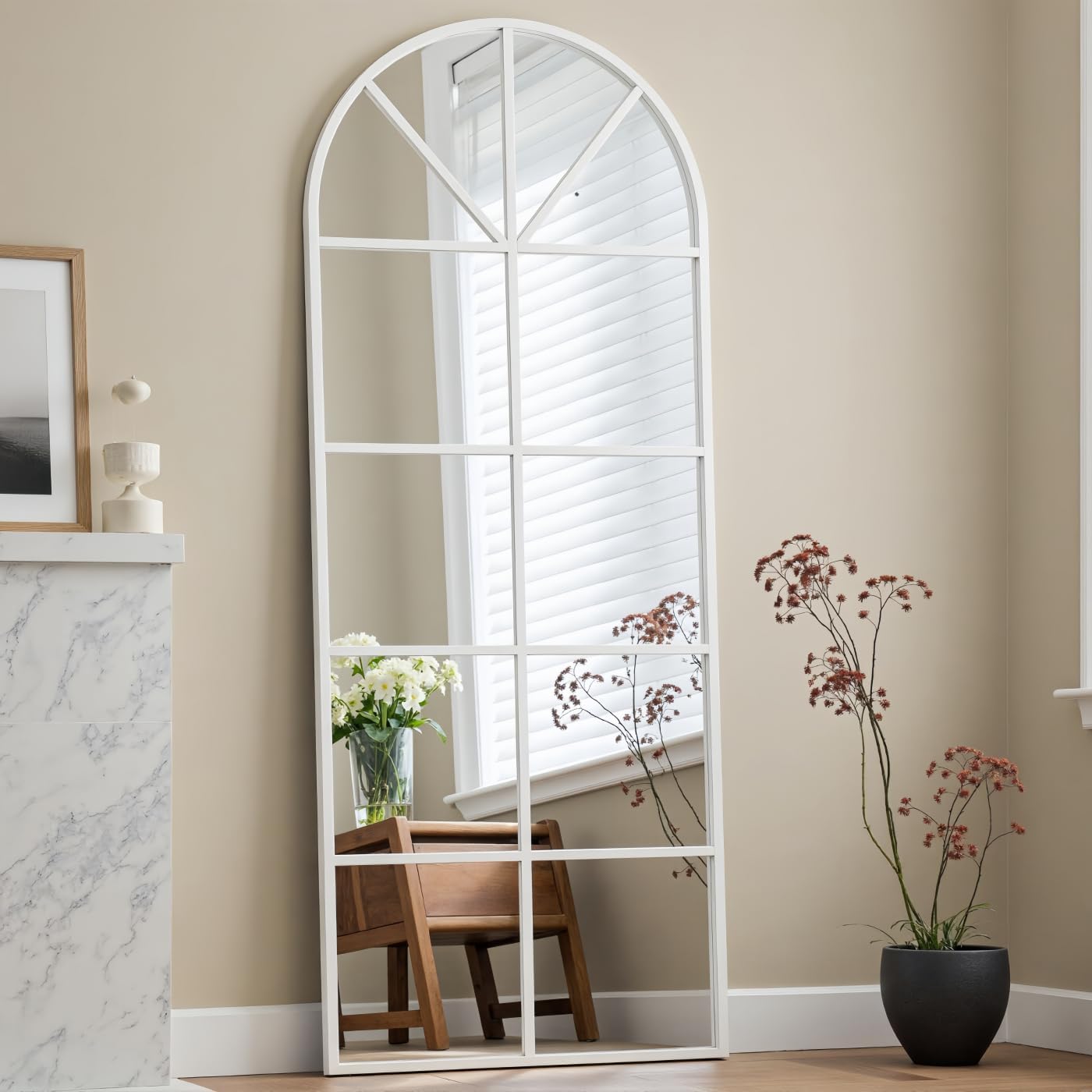 Mirror Full Length 65inx22in Arched Window Pane for Wall Decor