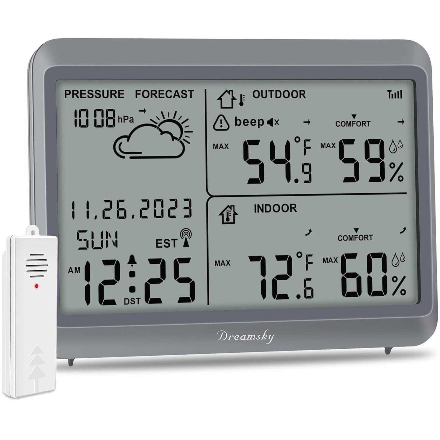 DreamSky Weather Station with Indoor Outdoor Thermometer Features