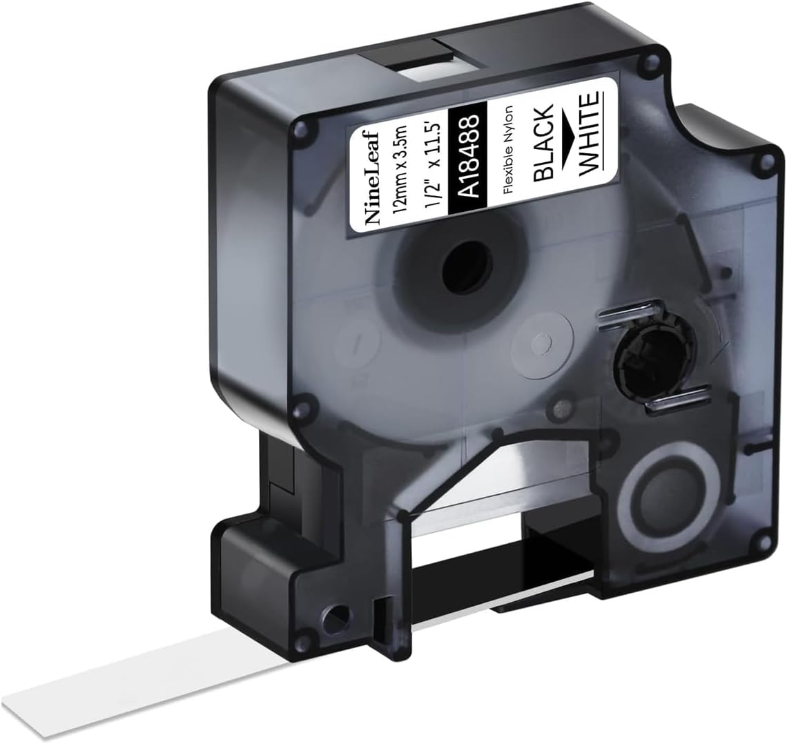 Flexible Nylon Label Tape for Dymo Rhino 18488 - 10 Pack
