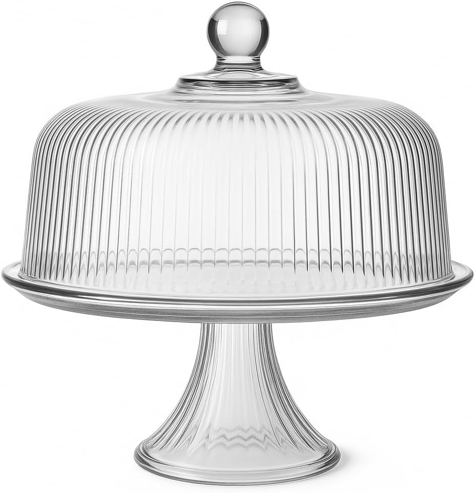 Anchor Hocking Monaco Cake Set: Elegant Glass Cake Stand & Dome