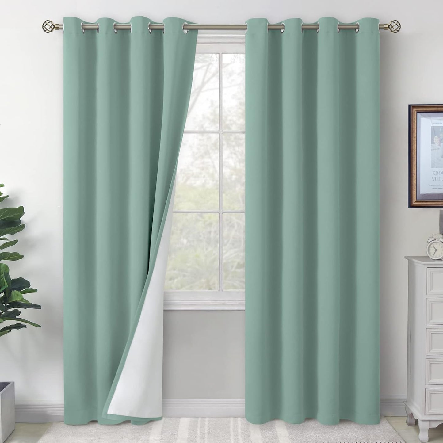 BGment Green Living Room Curtains 84 Inch Long for Darkening