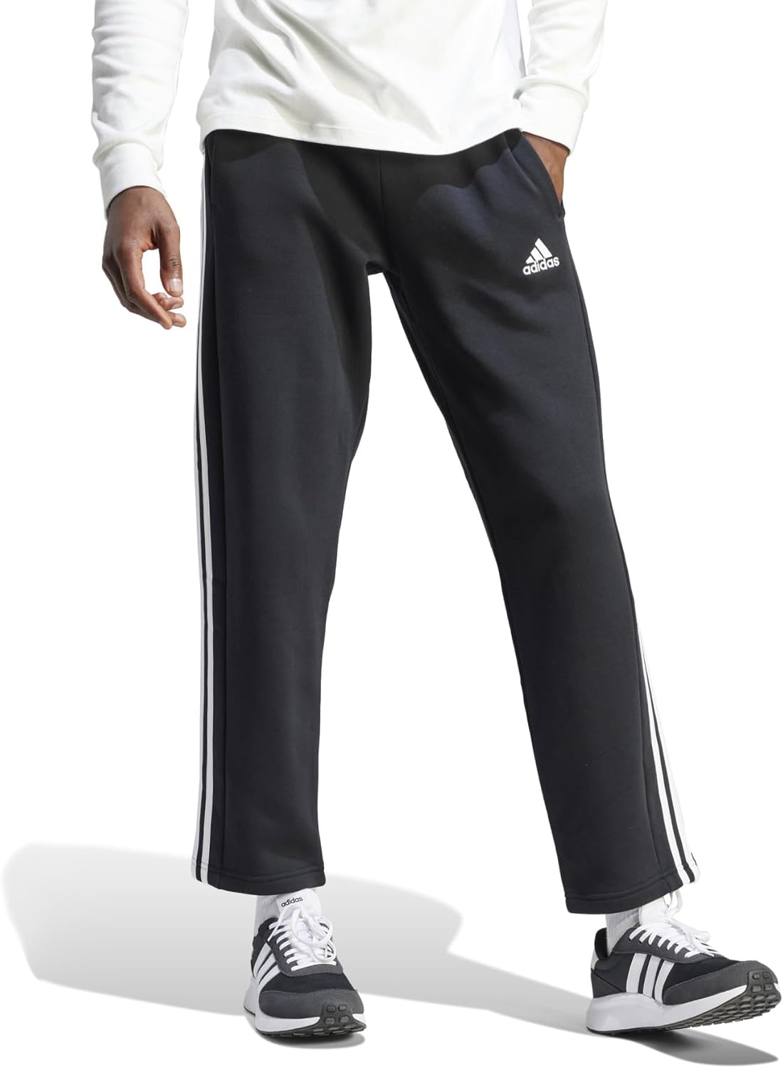 Adidas Mens Essentials Fleece Open Hem Pants for Comfort
