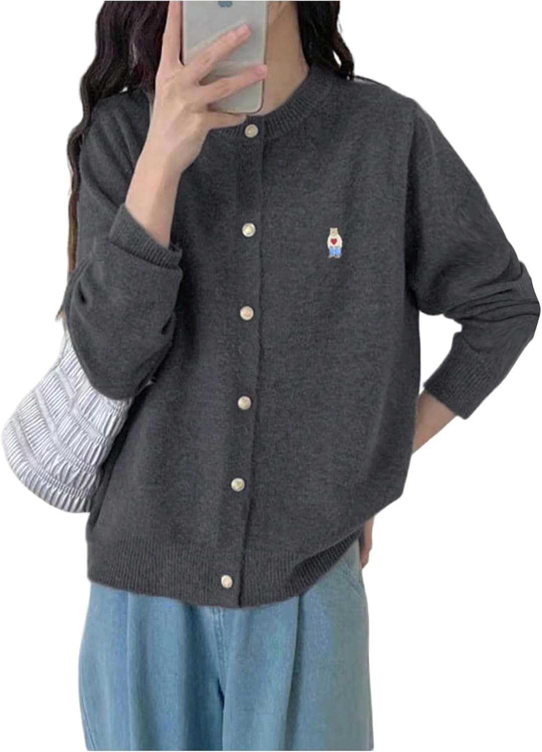 GORGLITTER Women's Button Up Knit Cardigan for Fall Fashion