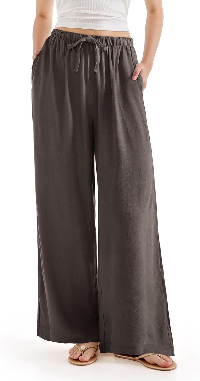 SUUKSESS Women Wide Leg Linen Pants for Summer Comfort