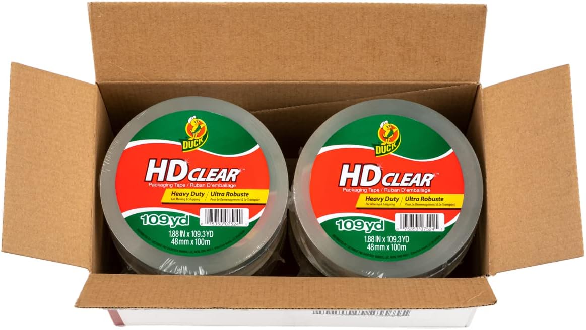 Duck HD Clear Extra Long Packing Tape for Shipping and Moving
