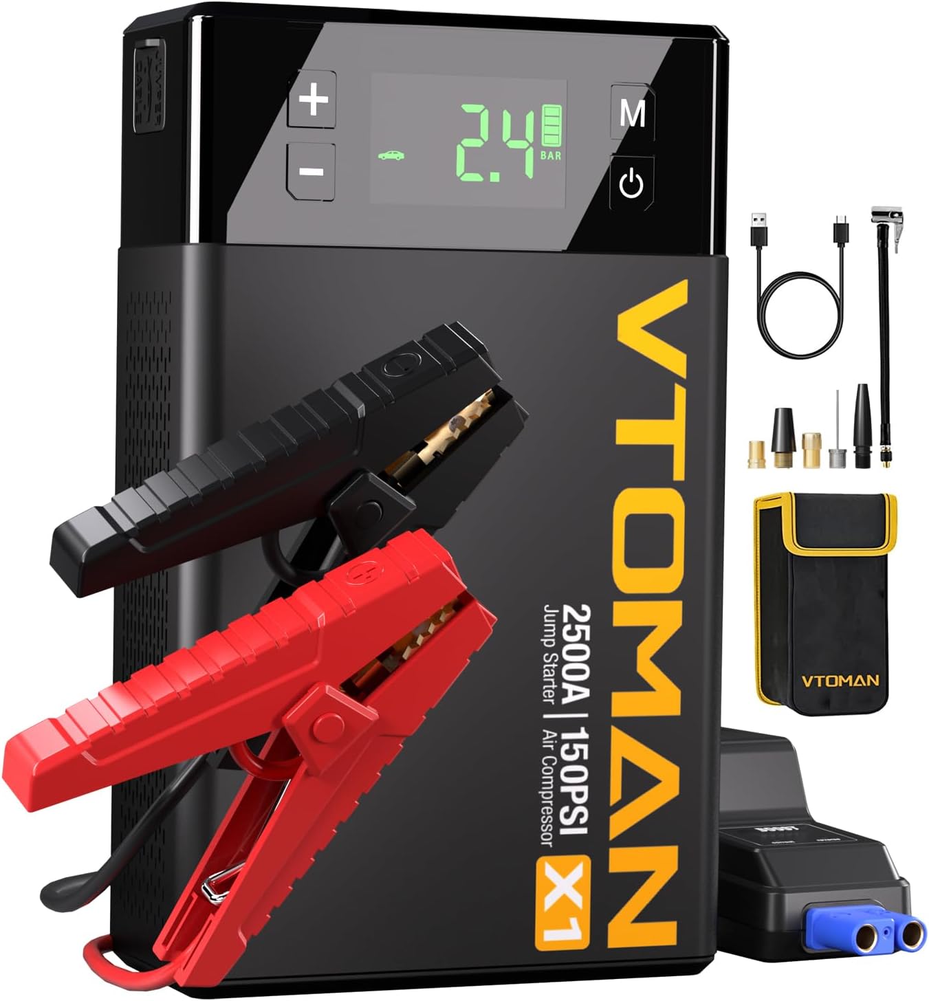 VTOMAN X1 Jump Starter: 2500A Power + 150PSI Air Compressor