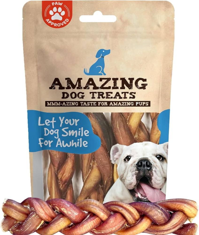 Premium 6 Inch Braided Bully Stick Dog Treats for Chewing Fun