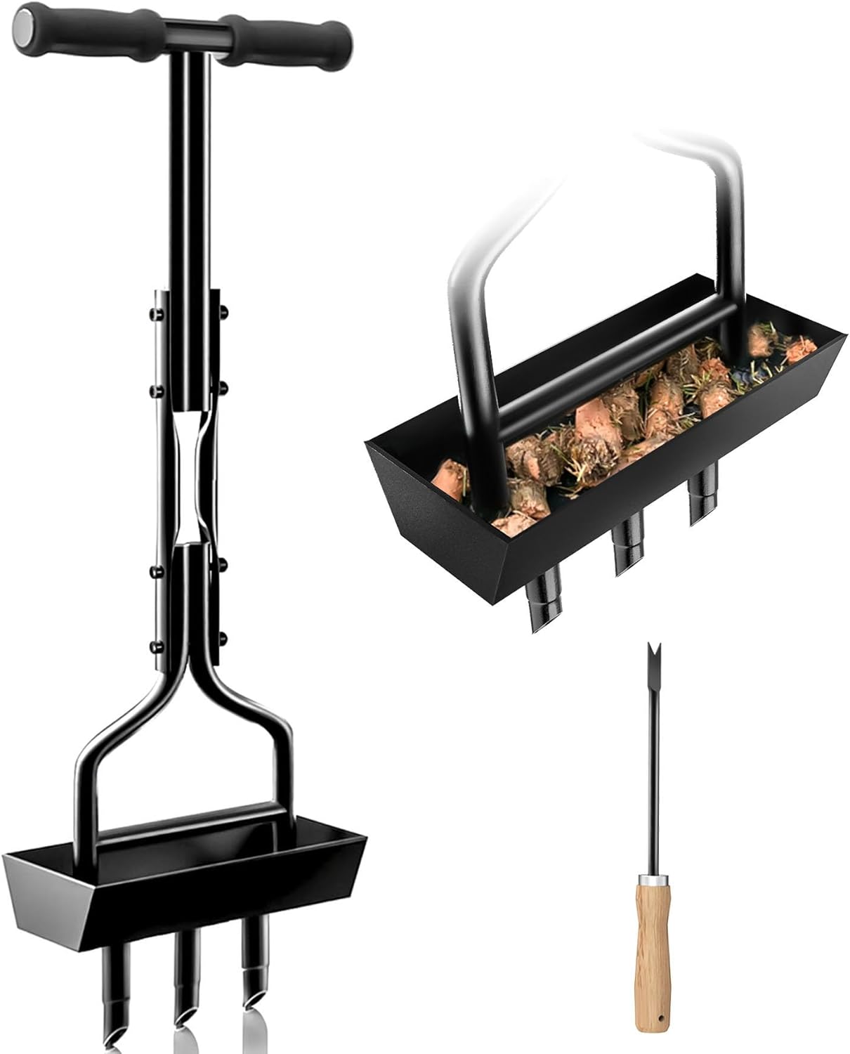 Lawn Aerator Garden Tool with Soil Core Tray for Easy Use
