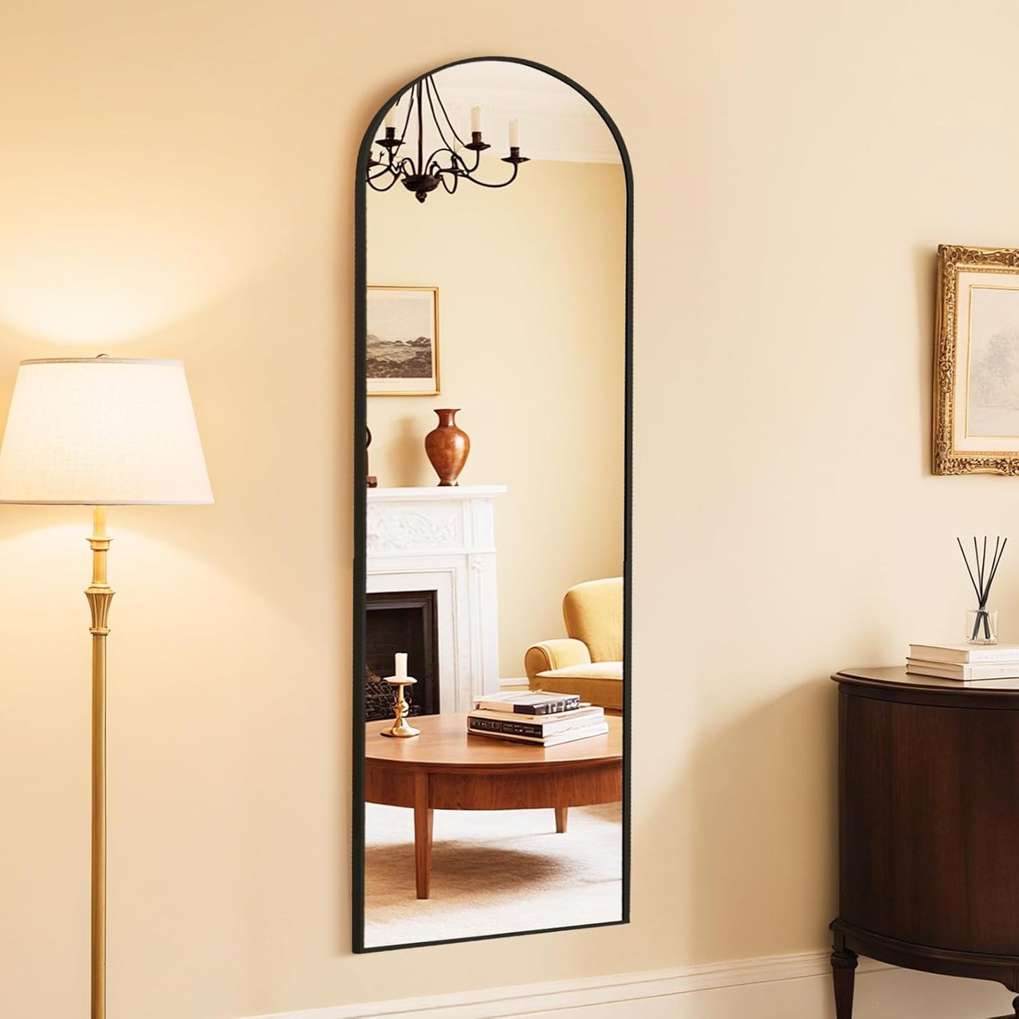 DUMOS Arched Wall-Mounted Full Length Mirror for Bedroom