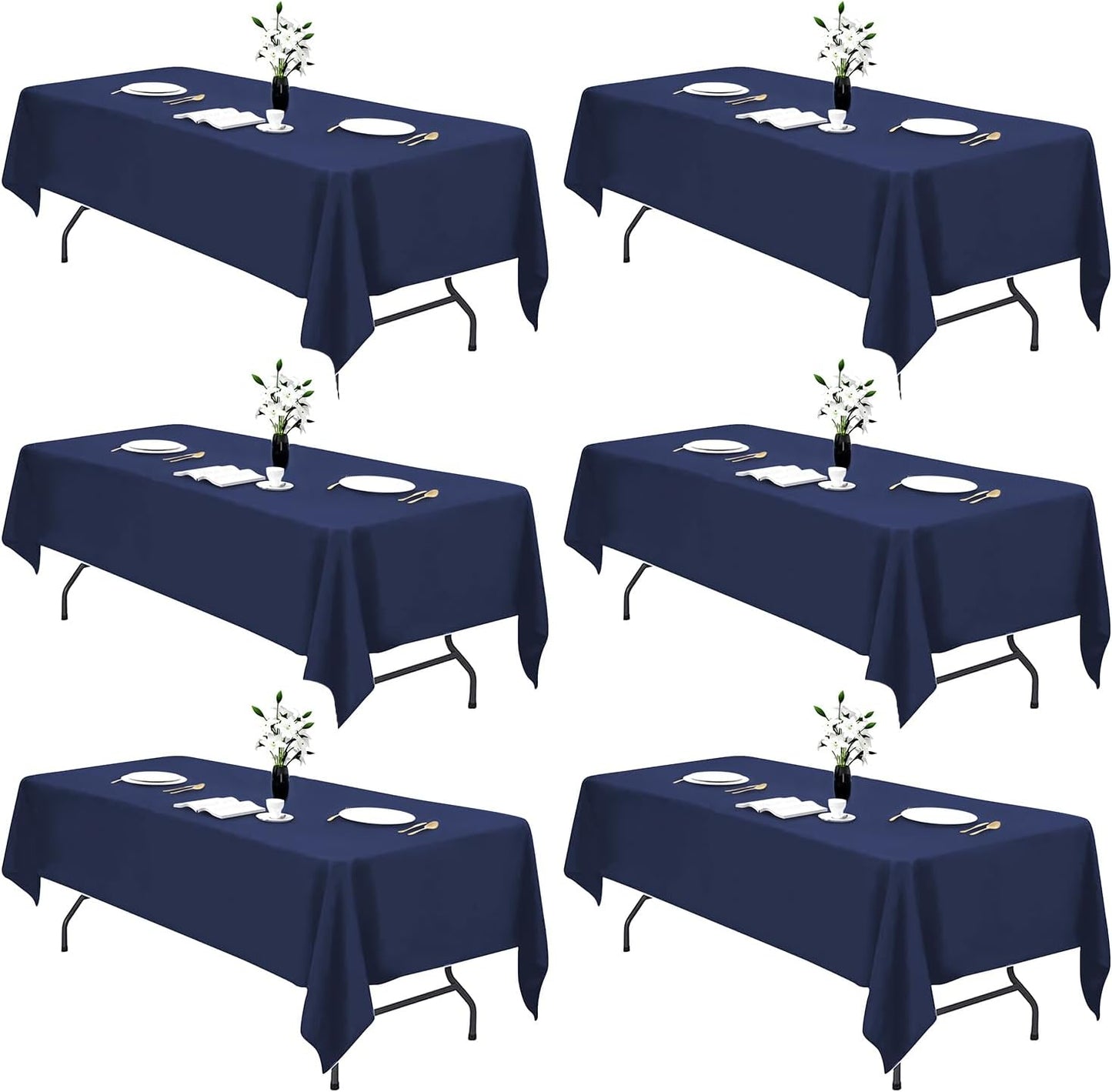 Elegant Navy Blue Table Cloth for Rectangle Tables - 60 x 102 in