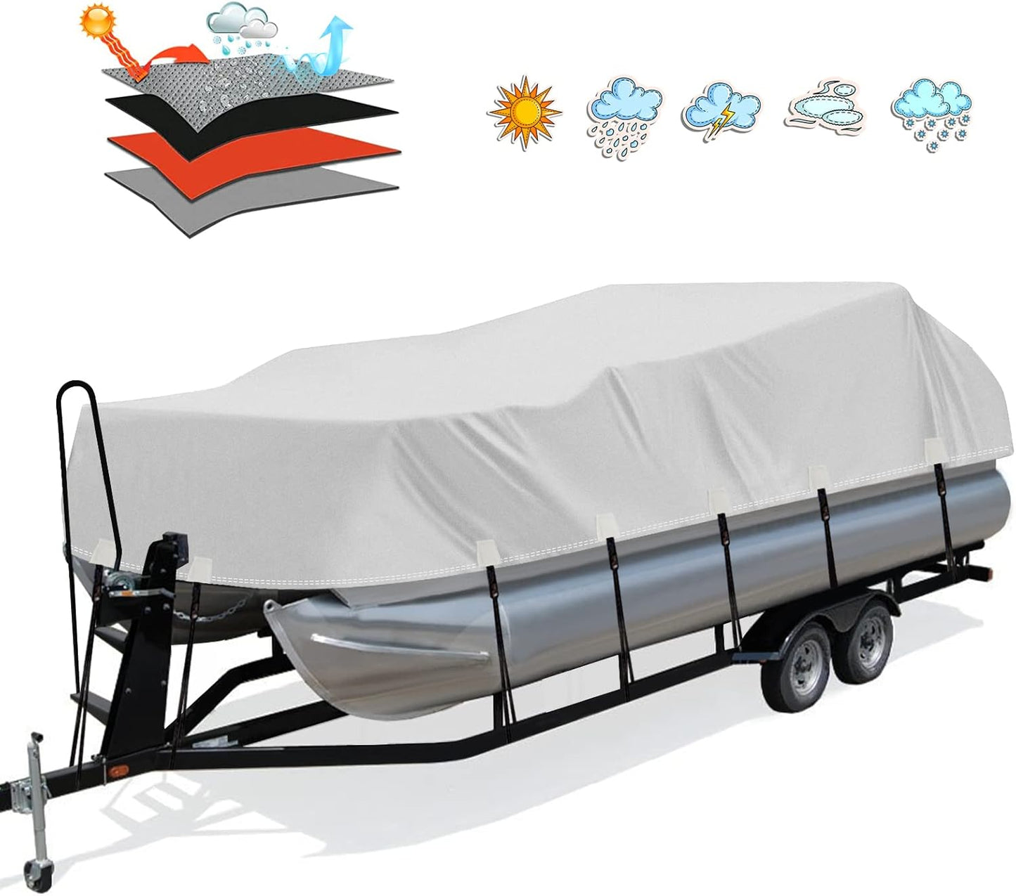 Heavy Duty Pontoon Boat Cover 16-18ft Waterproof UV Resistant