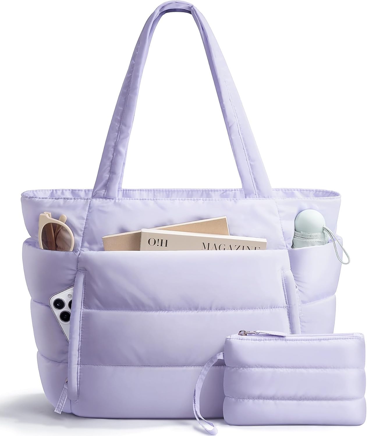 Versatile Puffer Tote Bag for Women - Lightweight Quilted Design