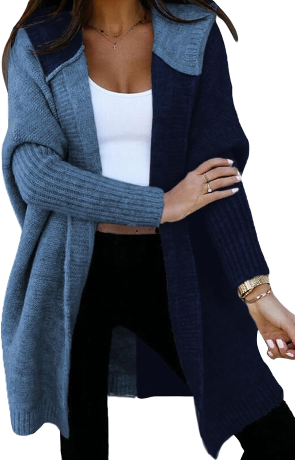 Astylish Women Open Front Long Sleeve Hooded Cardigan Sweater
