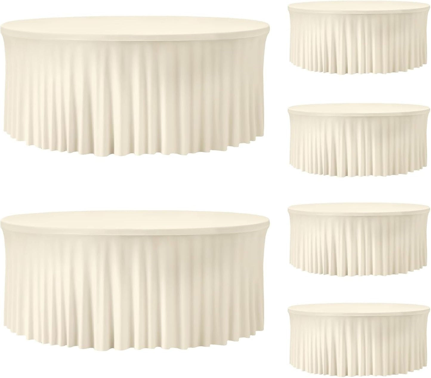 6 Pack Ivory Round Tablecloths for Elegant Dining Events