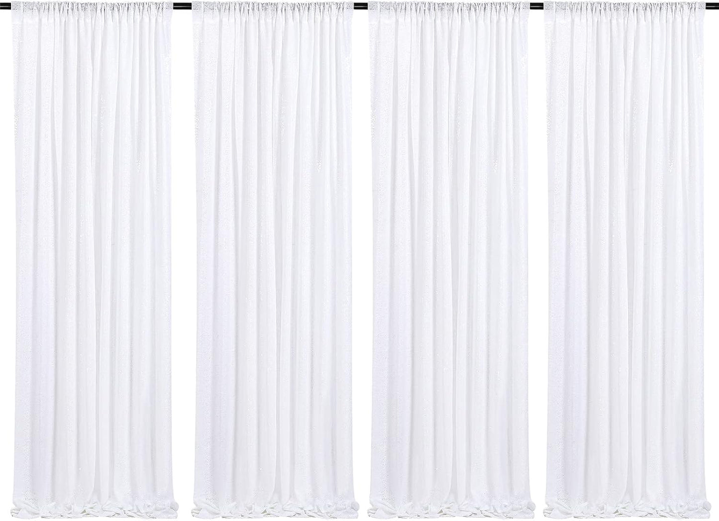 4 Pcs 2ftx8ft White Sequin Backdrop Curtain for Events