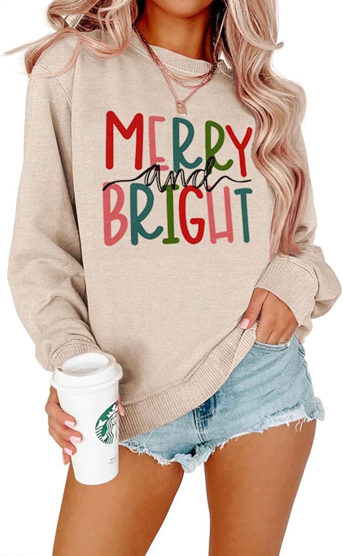 Merry and Bright Crewneck Sweatshirt for Women by MODNTOGA