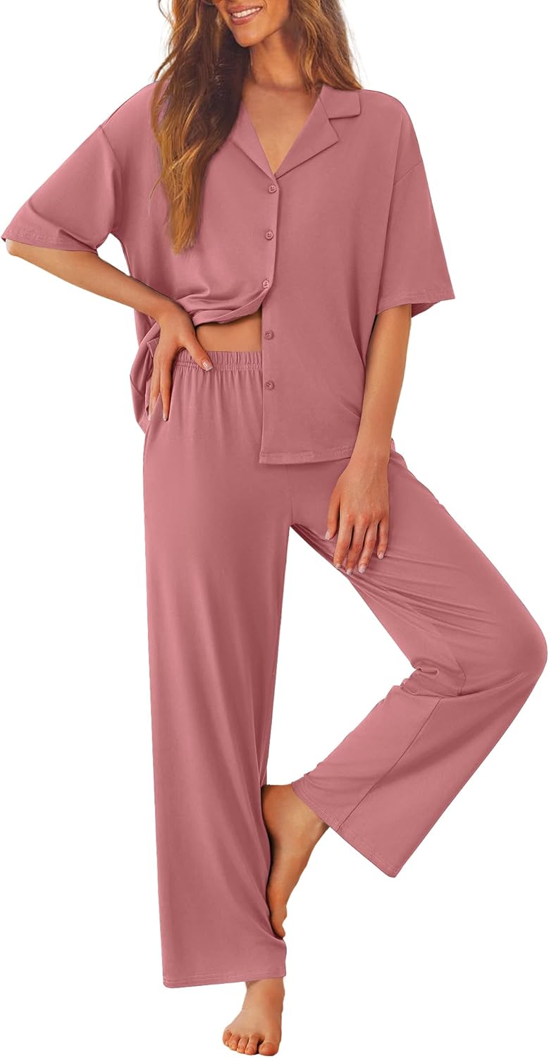Ekouaer Women Pajamas Set Soft Comfy Nightwear for All Seasons