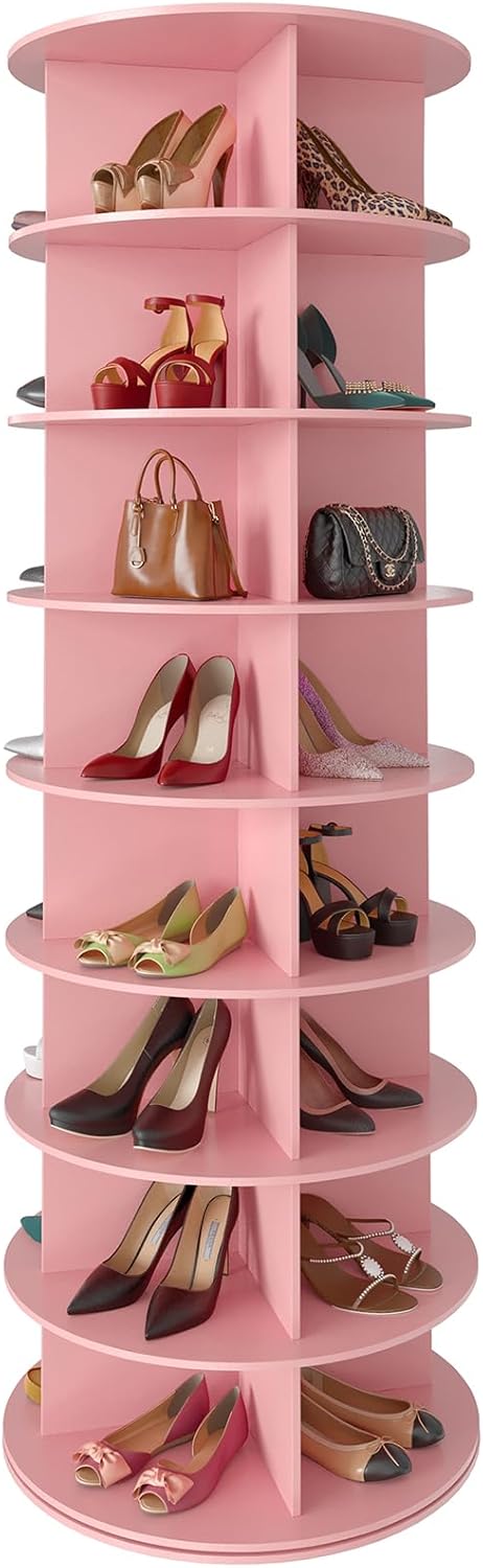 SpaceAid 8 Tier Rotating Shoe Rack Tower for Closet Organization