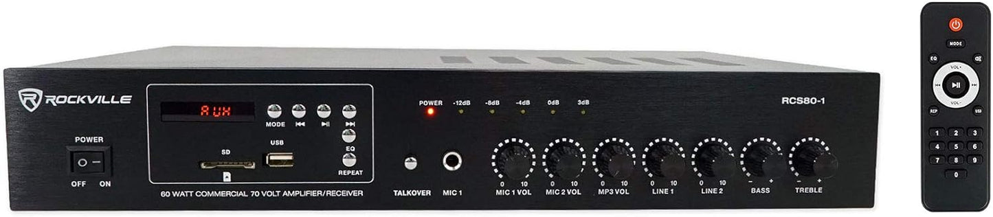 Rockville RCS80-1 60 Watt Commercial Amplifier with Bluetooth