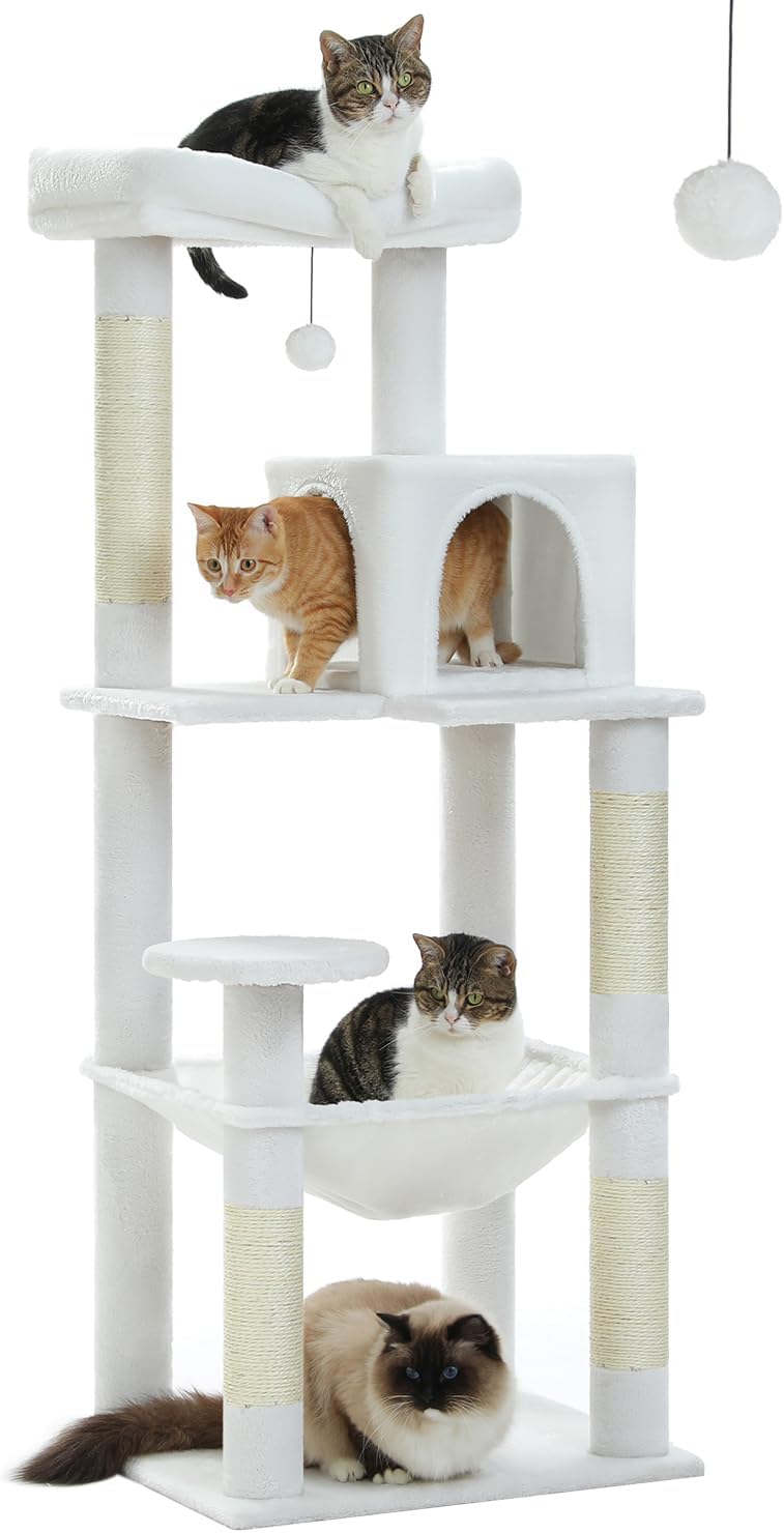 Cat Tree for Large Cats with Metal Plush Big Hammock Design