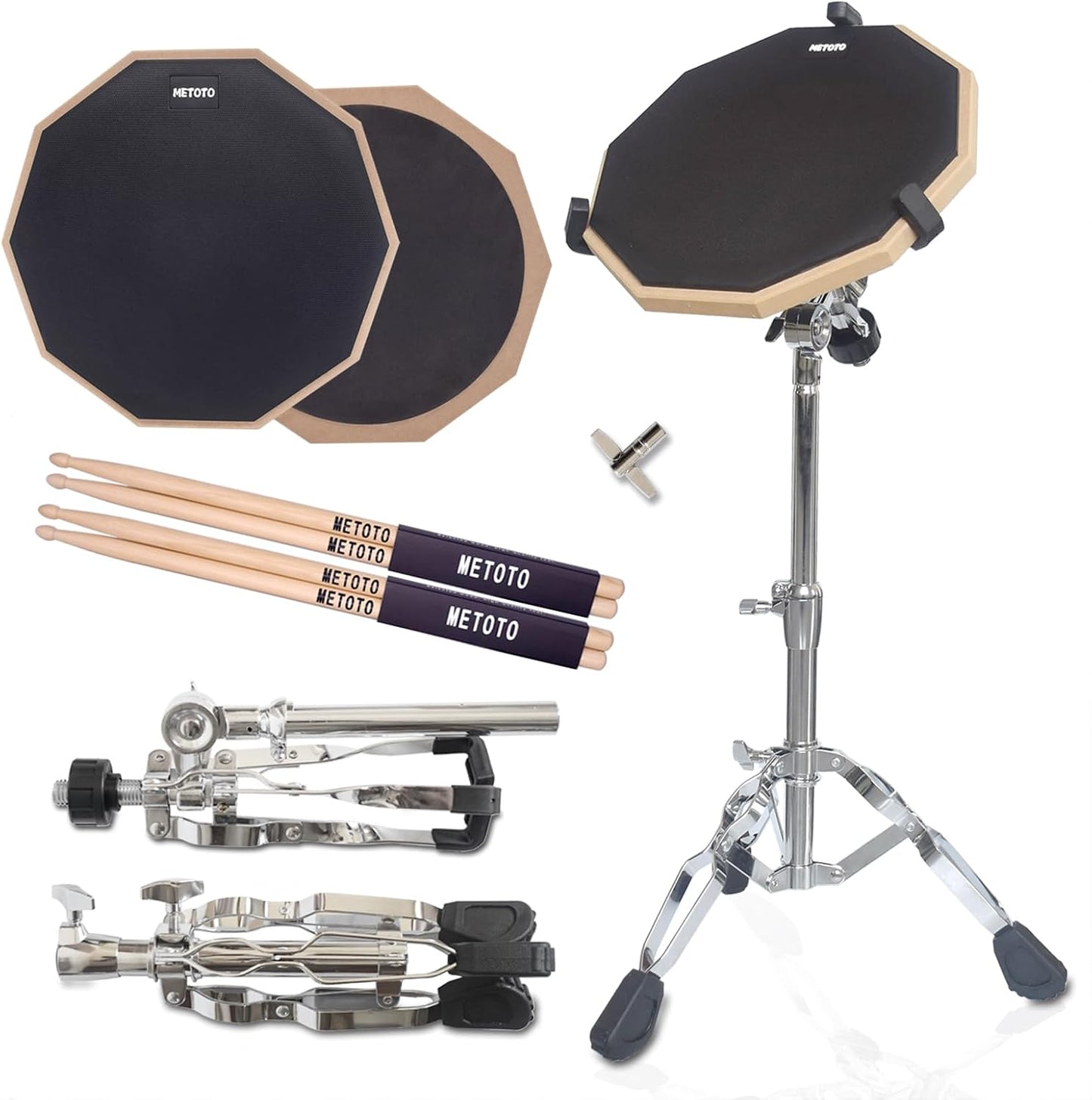 Drum Practice Pad Kit with Adjustable Stand and Sticks Set