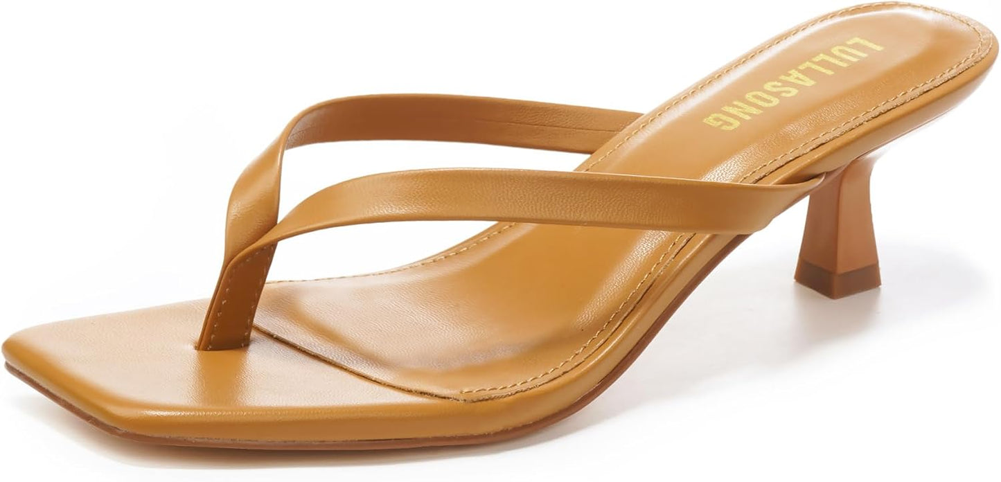 Women's Kitten Heels Sandals Square Open Toe Flip Flop Heels
