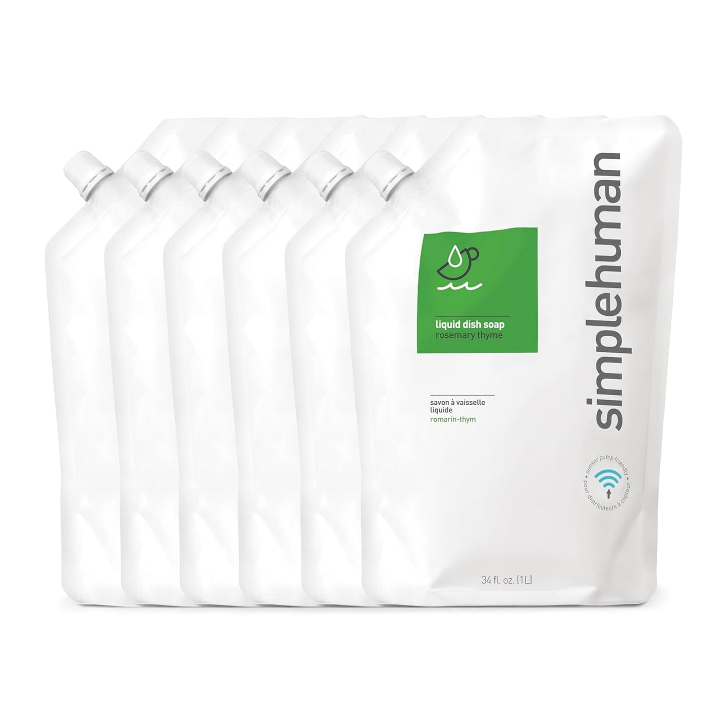 simplehuman Rosemary Thyme Dish Soap Refill Pouch for Clean Dishes