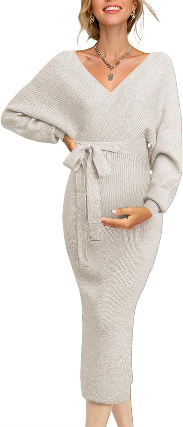 Fall Winter Maternity Nursing Dress for Baby Shower Photoshoot
