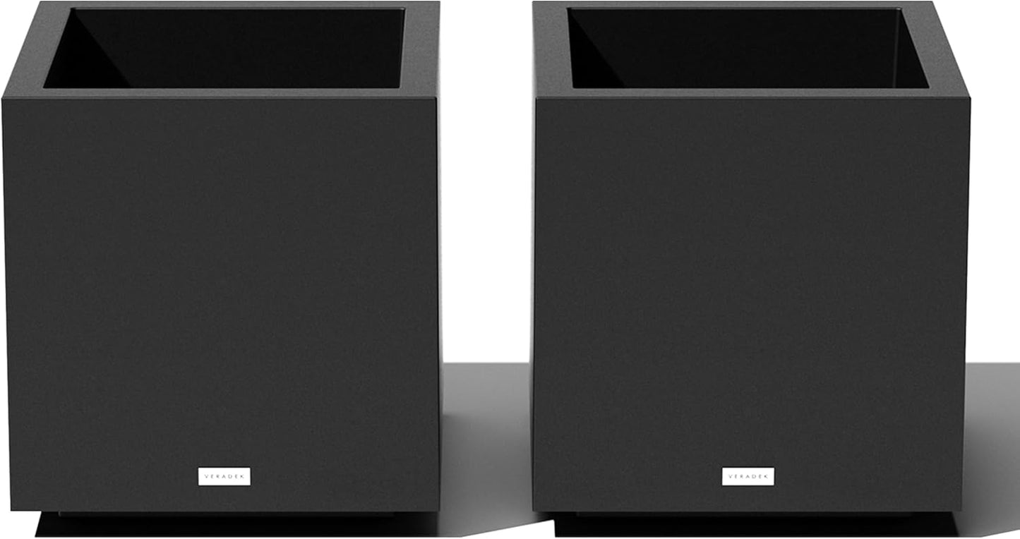 Veradek Block Series Cube Plastic Planter for Indoor Outdoor Use