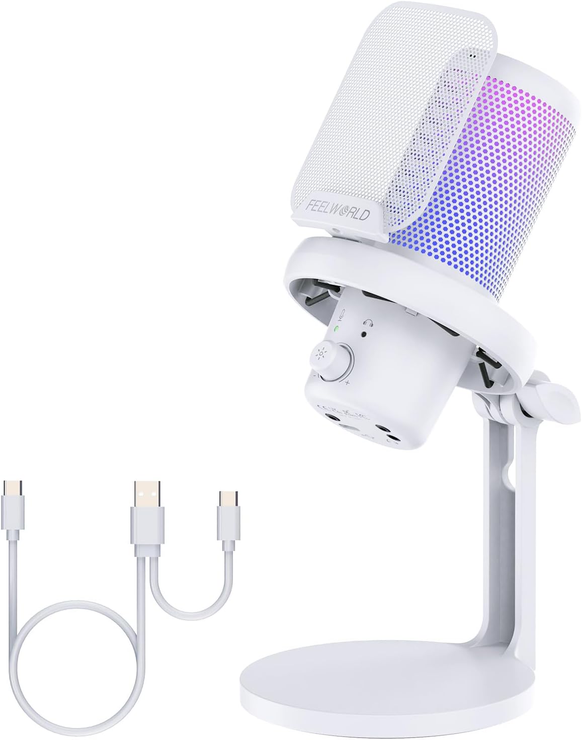 FEELWORLD VM1 USB Microphone with RGB Light for Gamers
