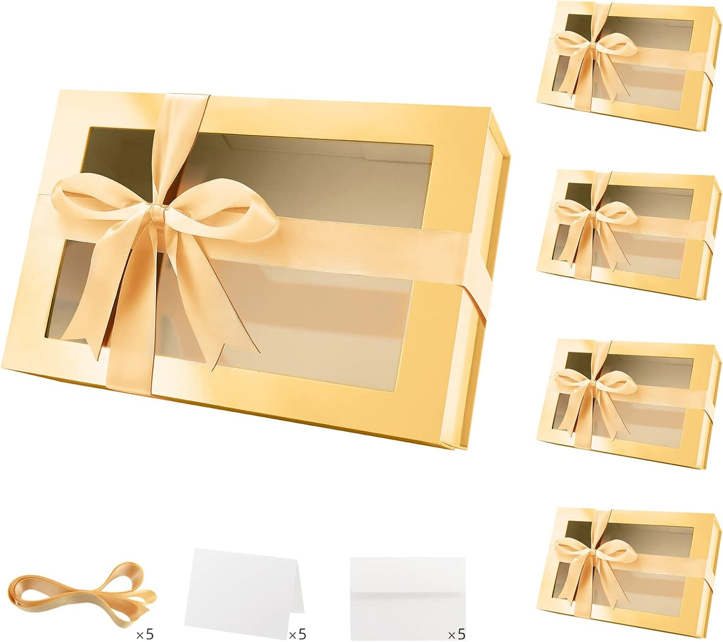 Large Gold Gift Boxes with Windows for Elegant Present Packaging