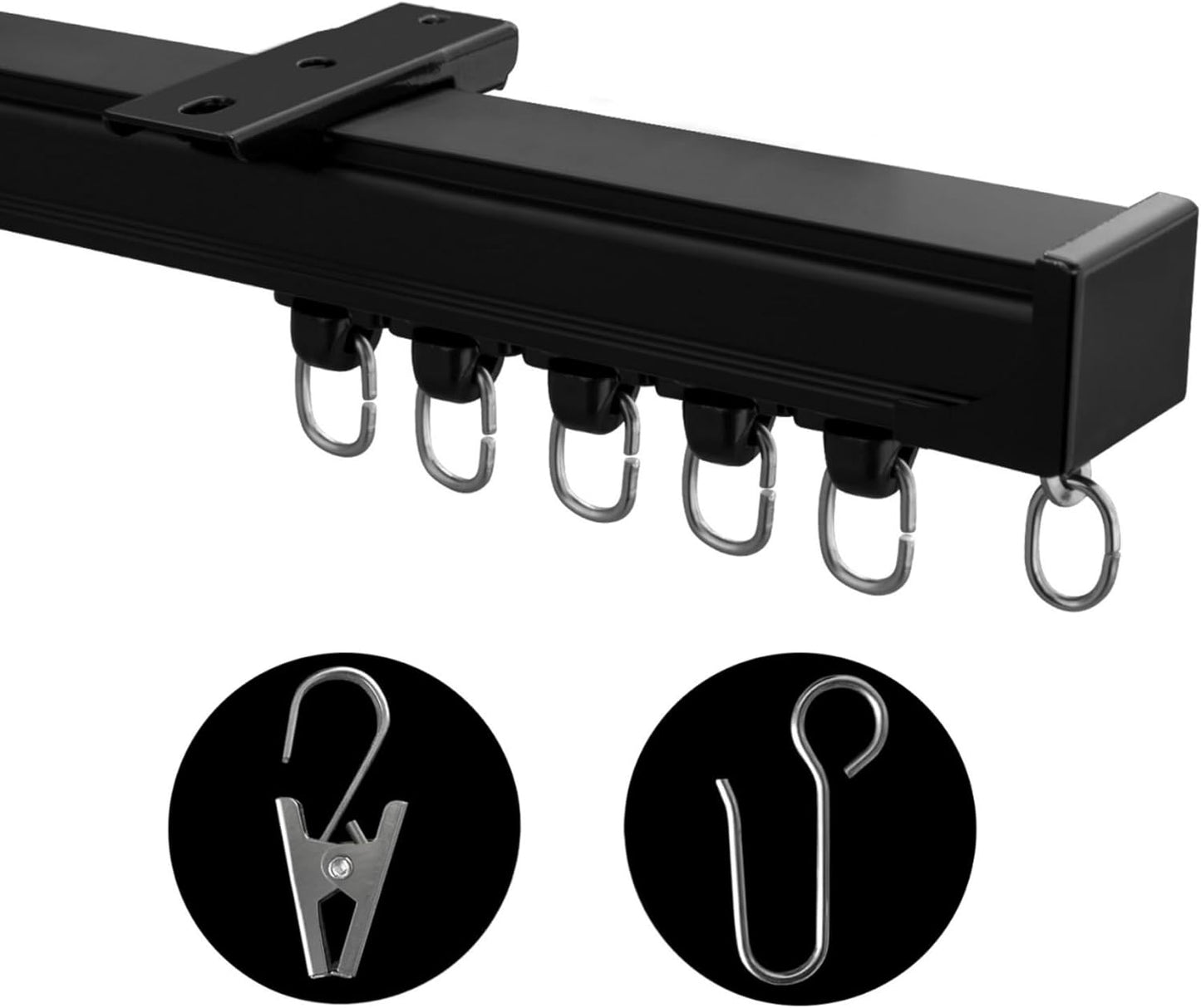 Room Divider Privacy Track Set - Heavy Duty Black
