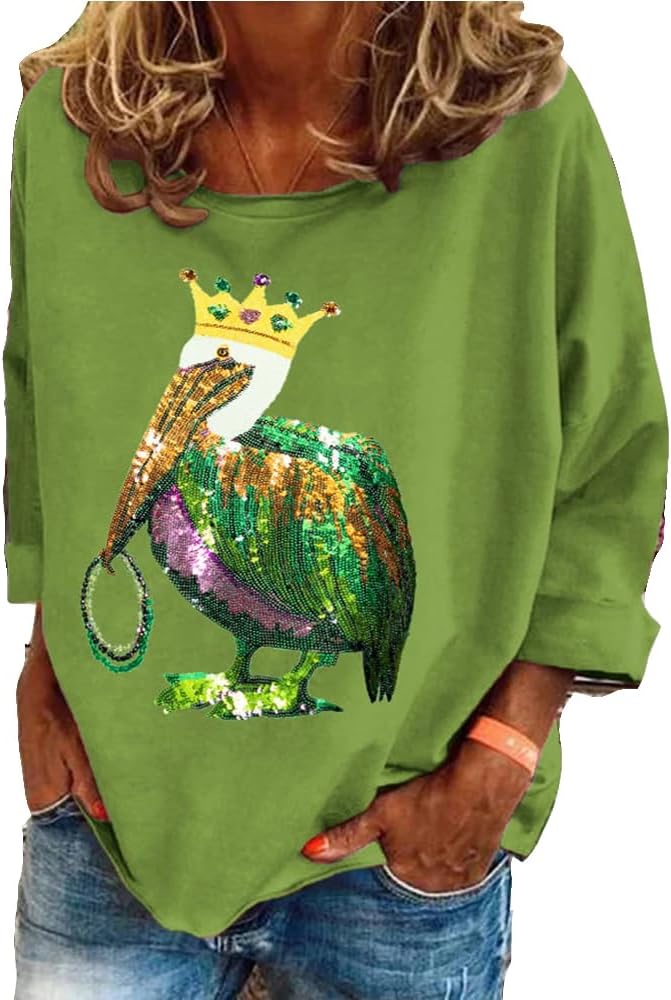 Retro Pelican Crown Mardi Gras Tee - MOGUI