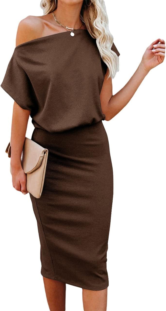 Ezbelle Women's Off Shoulder Midi Dress for Casual Summer Style
