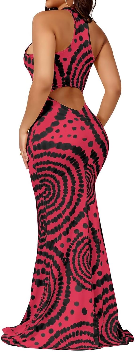 Sexy Bodycon Maxi Dress for Women - Tie Dye Summer Style