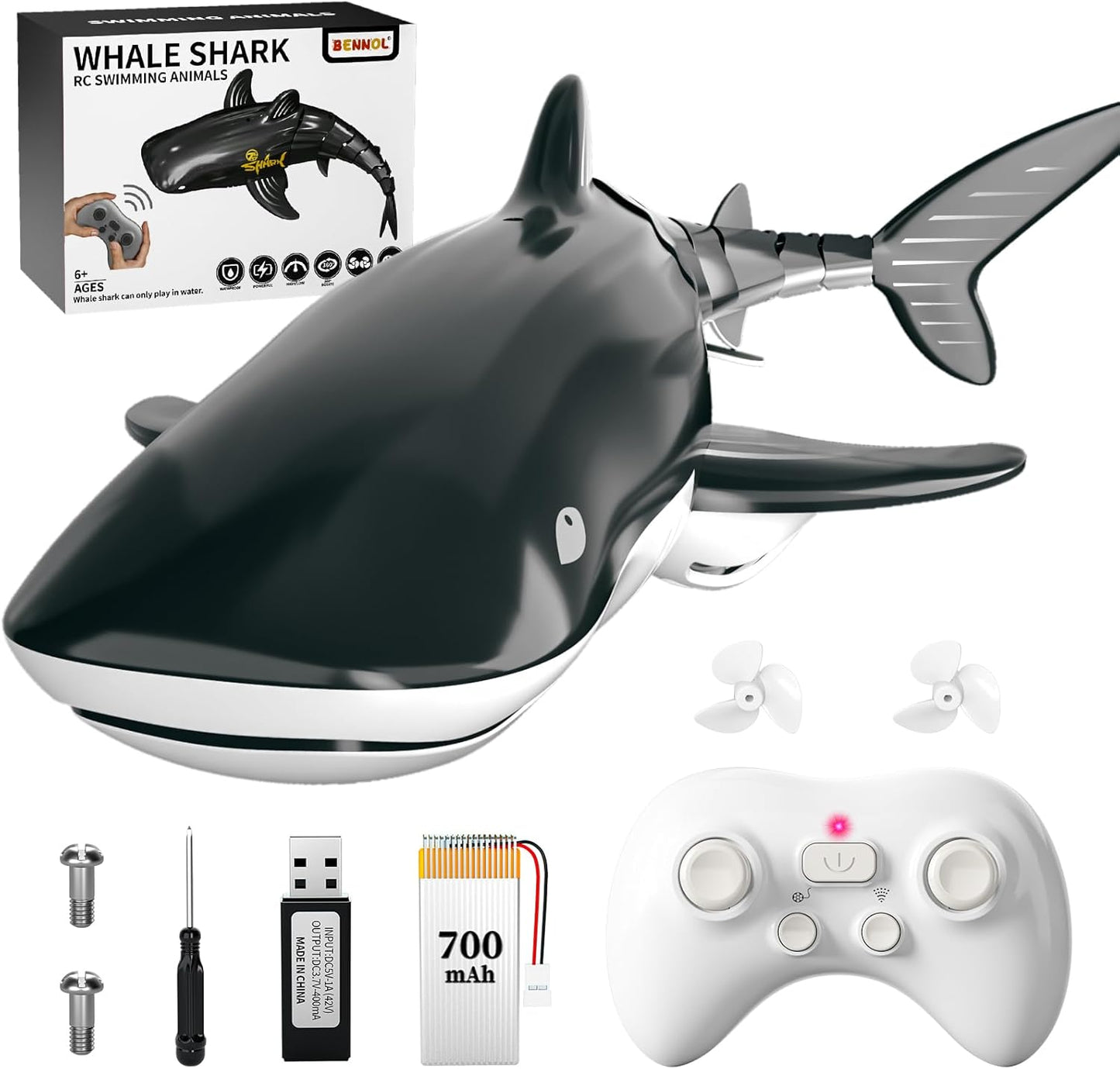 Bennol 2.4Ghz Remote Control Whale Shark Toys for Kids Fun
