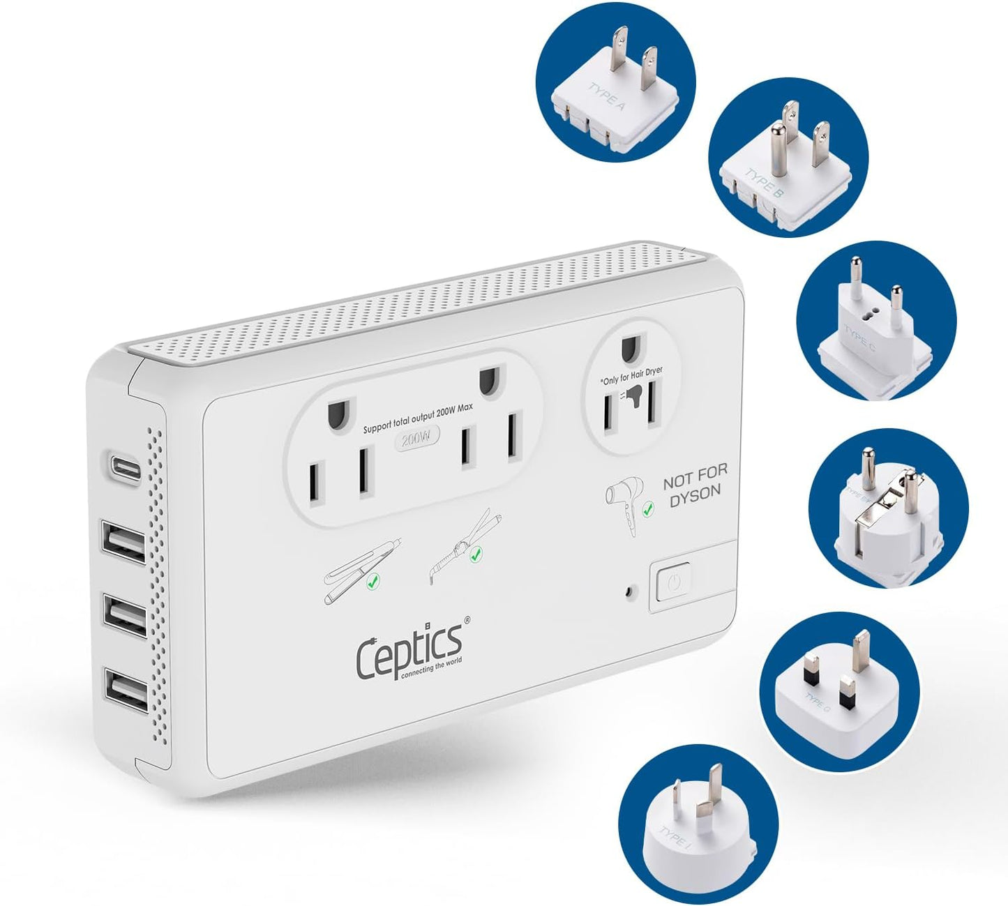 Ceptics 2000W Travel Voltage Converter - Power Everywhere!