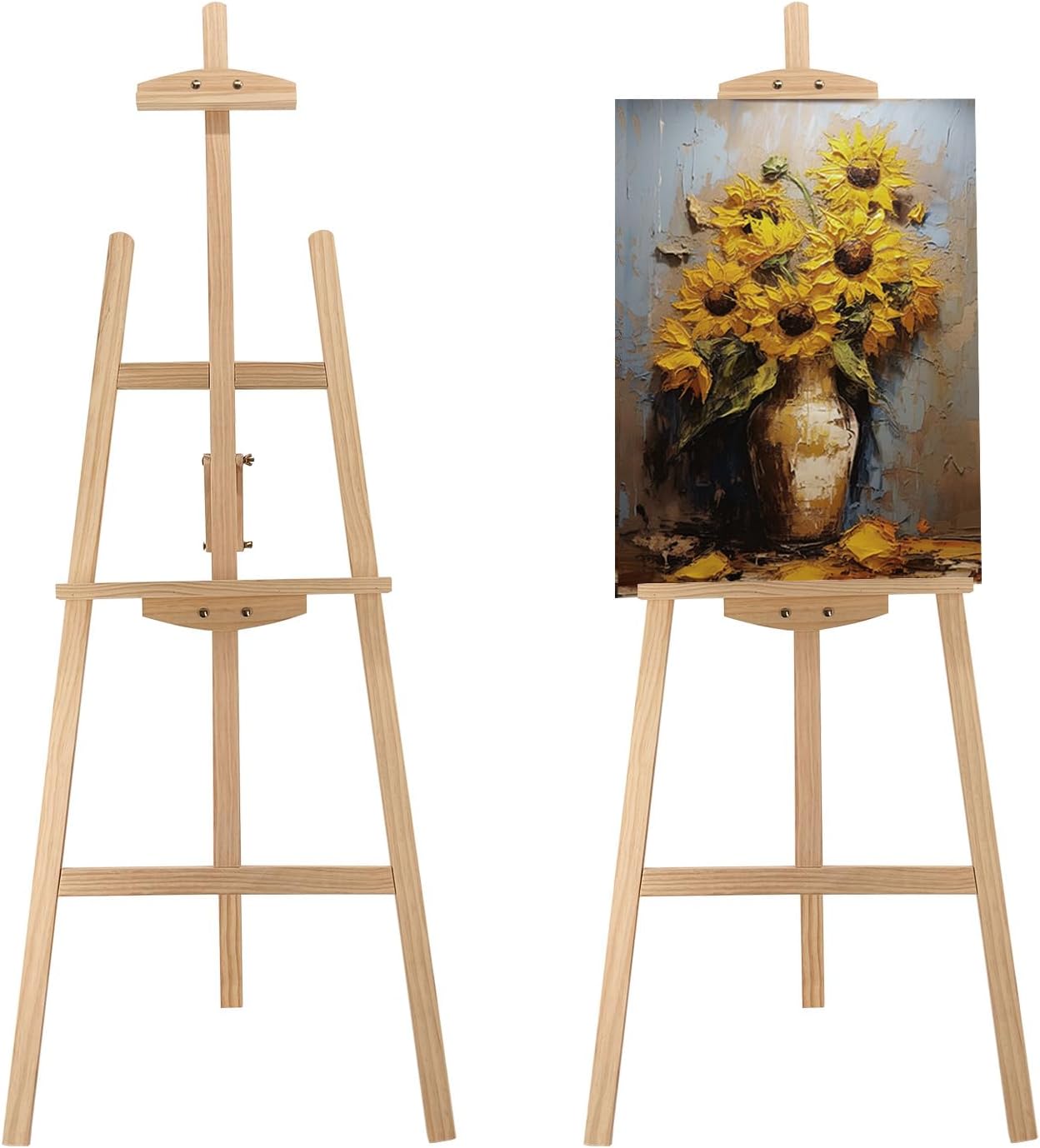 Adjustable Natural Pine Wooden Painting Easel for Art and Display