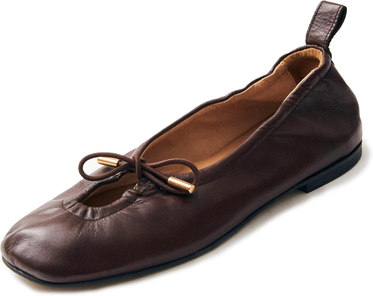 Women Ballet Flats Square Toe Lace Up Bow Ballerina Shoes