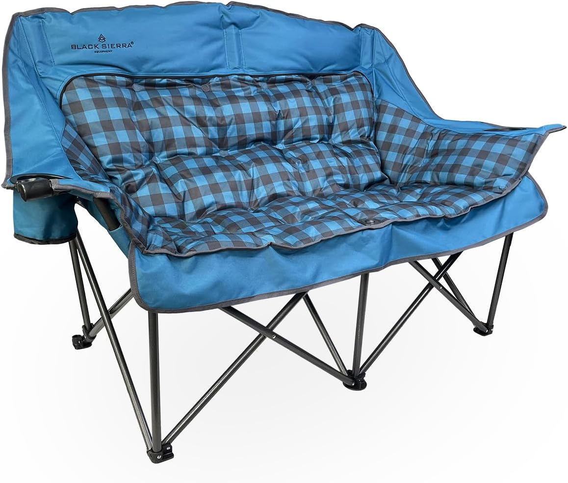 Black Sierra Double Camping Chair: Oversized Loveseat for Comfort