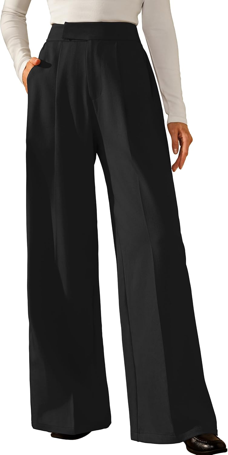 Arach&Cloz Women's Pleated Wide Leg Pants for Effortless Style