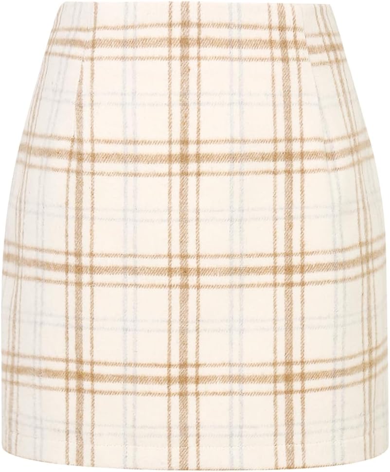Plaid Mini Skirt for Women High Waist A Line Bodycon Style