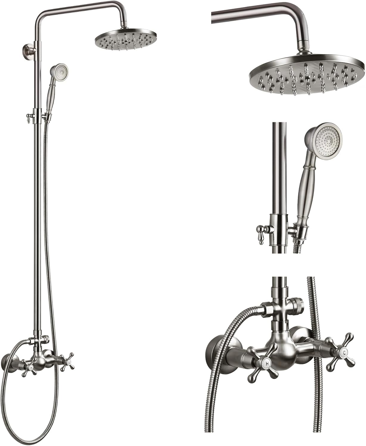 Gotonovo Exposed Bathroom Shower Faucet Set with Rainfall Head