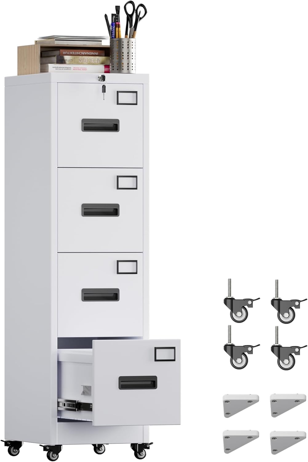 METAN 4 Drawer Vertical File Cabinet on Wheels for Home Office